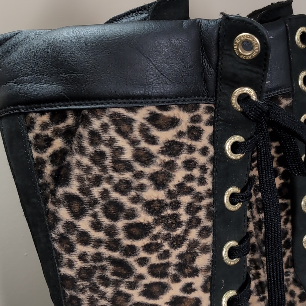 Timberland Leather Animal Print Cheetah Lace up boots Size 6 Women's - Picture 3 of 11